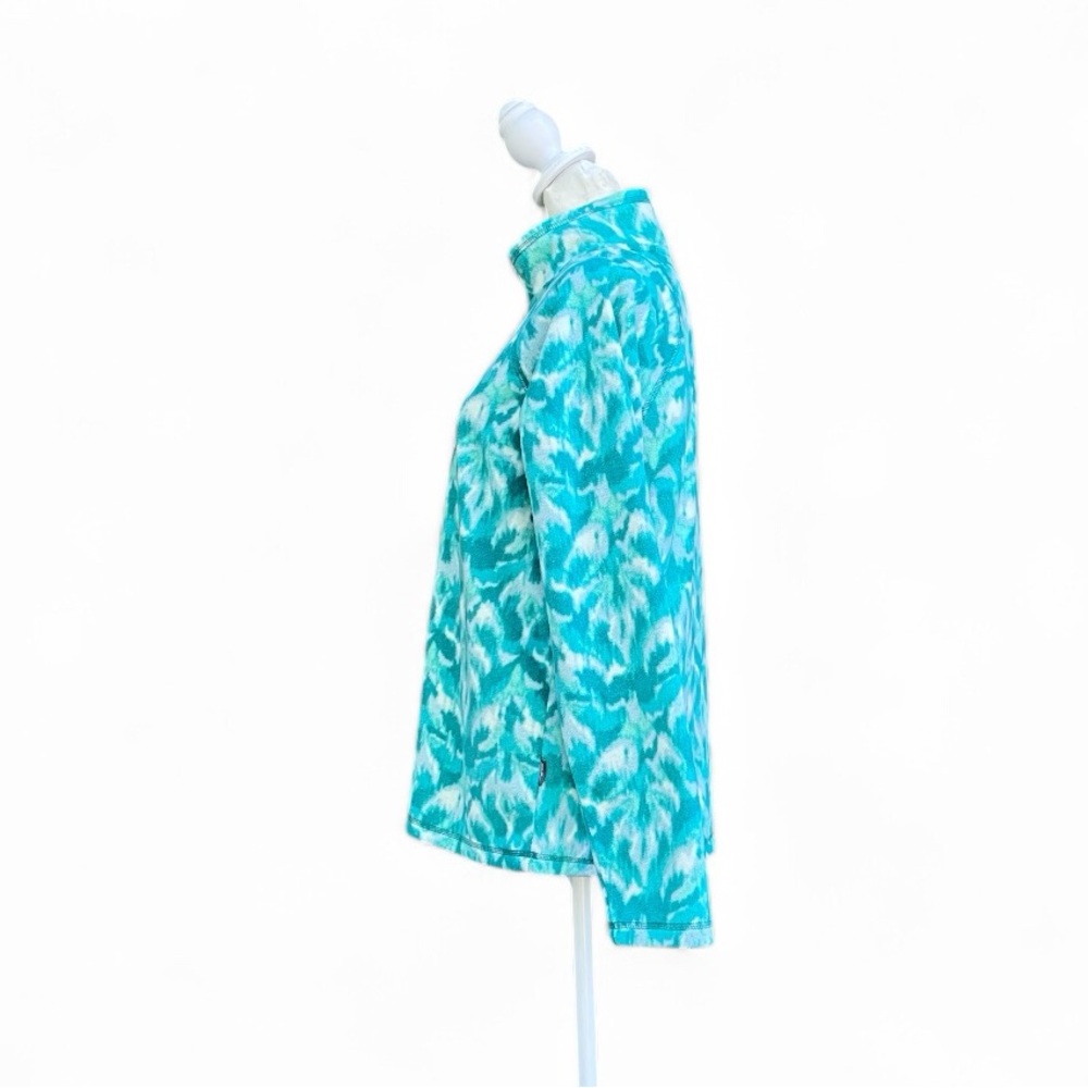 Eddie Bauer 1/4 Zip Polar Fleece Pullover in Turquoise Leaf Ikat Sz Large - Picture 5 of 10